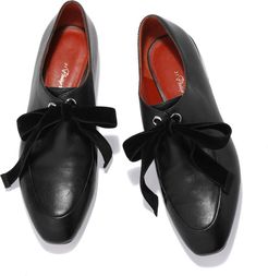 Square-Toe Lace-Up Loafer in Black, Size IT 36