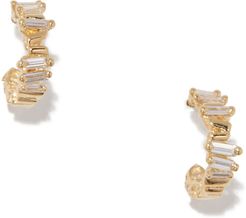 Baguette Diamond Huggies Earring in Yellow Gold/White Diamond