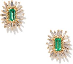 Emerald Flower Earring in Emerald/White Diamond