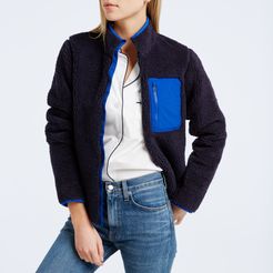 Sherpa Fleece Zip Jacket in Tory Navy, X-Small