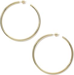 Classic Hollow Hoop Earrings, 2.5” in Yellow Gold