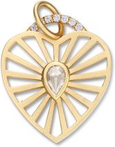 Diamond Heart Charm in Yellow Gold/Diamond