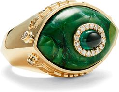 Je Porte Bonheur Iris Ring in Yellow Gold/Green, Size 6