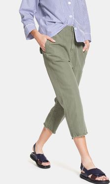 Luna Linen-Twill Pants in Camo, Size 0