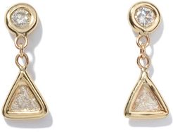 Trillion Diamond Drop Stud Earrings in 14K Yellow Gold