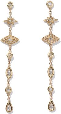 Shining Star & Eye Diamond Drop Earrings in 14K Yellow Gold