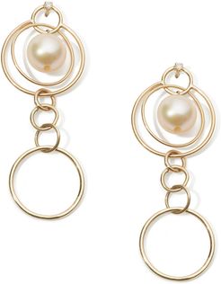 Pearl Orbit Drop Earrings in Yellow Gold/Pearl