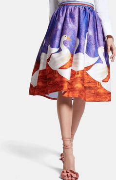 Skirt with Ducks in Purple, Size IT 38