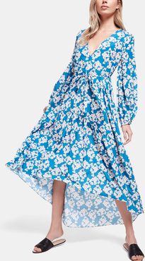 Beatrice Tiered Dress in Blue/White/Bouquet, Size UK 6