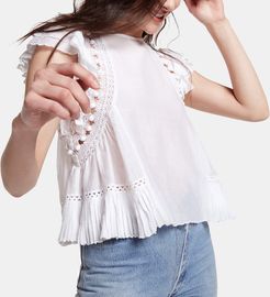 Khloe Crochet Pom-Pom Top in White, Size 0