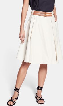 Betsy Belted A-Line Skirt in Pale Stone, Size 0