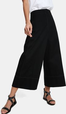 Cropped Wide-Leg Cotton Pants in Black, Size FR 34