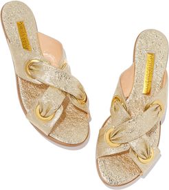 Symmetry Laminate Sandals in Yellow Gold, Size IT 36