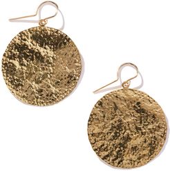 Large Hammered Disk Earrings in Yellow Gold