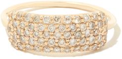 Diamond Studded Yellow-Gold Tag Ring in Yellow Gold, Size 4