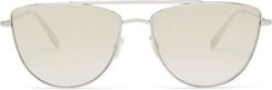 Zephyr Aviator Sunglasses in Silver Cashmere/Dust Mirror