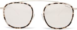Mykonos Ace Tortoise Sunglasses in White Tortoise/Gold/Silver Mirror