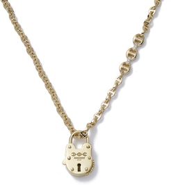 Open-Link 18K Gold Necklace with Lock in Yellow Gold