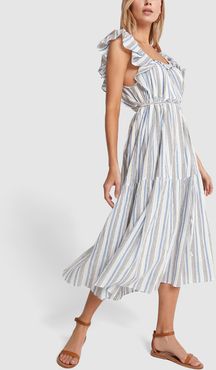 Ossetia Tiers Dress in Seaside Stripe, Size 0