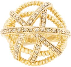 Diamond Ball Ring in Yellow Gold/White Diamond, Size 5