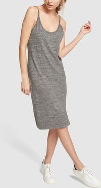 Slub Jersey Slip Dress in Charcoal Marl, Size 0