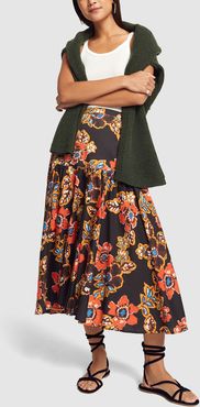 Batik Floral Skirt in Black Multi, X-Small
