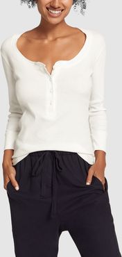 Henley Cotton Shirt in White, X-Small