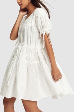Mini Smock Collar Dress in White