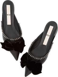 Embellished Mule Flats in Velvet Black, Size IT 36