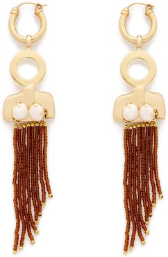 Large Female Torso Earrings in Gold/Pearl