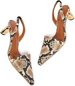 Conie Heel Mule in Snake Effect Beige/Gold, Size IT 36