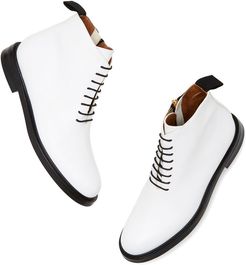 Erica Leather Combat Boots in White, Size IT 36