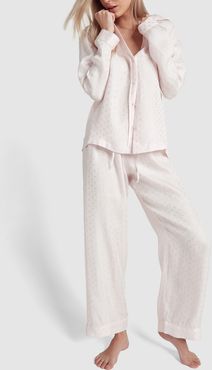 Silk-Linen Stars Pj Set in Soft Pink, Small