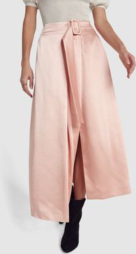 Ellis Satin Skirt in Satin Blush, Size UK 6