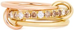 Raneth Pavé Cognac Ring in Yellow Gold/Rose Gold, Size 6.5