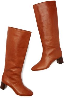 Gia Leather Boots in Cognac, Size 6