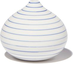 Stripe Drop Vase, Low in White/Blue