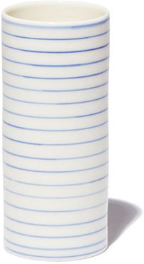 Stripe Narrow Vase, Medium in White/Blue