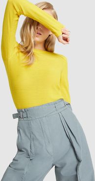 Padded Shoulder Sweater in Yellow, X-Small