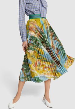 Gonna Japanese Map Pleated Skirt, Size IT 38