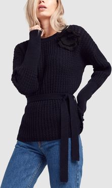 Kaori Knit Wool-Cashmere Sweater in Black Multi, X-Small