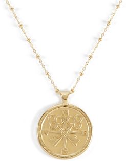 Traveler's Coin Pendant Necklace in Gold