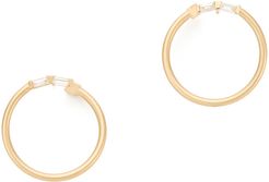 Bezel Bypass Diamond Hoops Earring in Yellow Gold/White Diamond