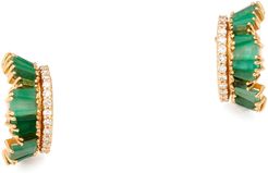Petite Half Ruched Hoops Earring in Rose Gold/Emerald