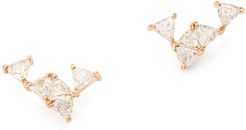 Shark Tooth Stud Earrings in Rose Gold/White Diamonds