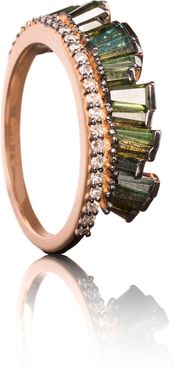 Pleated Crown Ring in Rose Gold/Green Tourmaline, Size 6