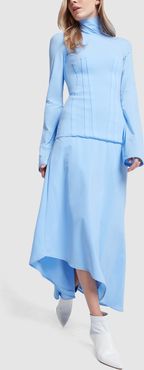 Dumont Turtleneck Corset Dress in Blue, Size UK 6
