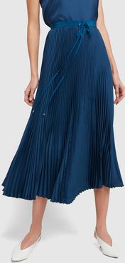 Mendini Twill Pleated Skirt in Blue, Size 2