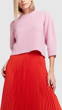 Cozette Alpaca Cropped Pullover in Pink, X-Small