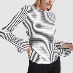 Shirred Bell Tee in Noir Multi, X-Small